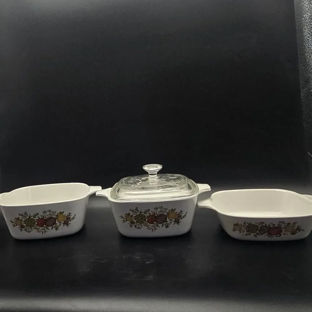 Corningware Spice of Life Small Casserole Dish Set Bakeware Vintage 1970s